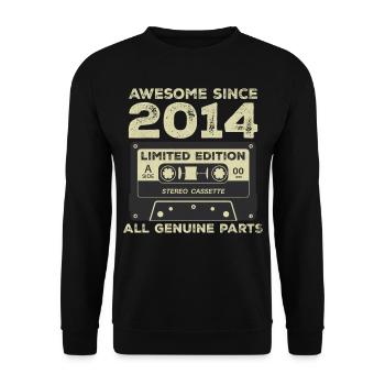 2014 Geburtstag geboren im Jahr 2014 Vintage Retro - Unisex Pullover - Schwarz - Vorne - Alina (178cm) & Michal (187cm)