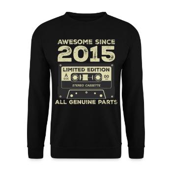2015 Geburtstag geboren im Jahr 2015 Vintage Retro - Unisex Pullover - Schwarz - Vorne - Alina (178cm) & Michal (187cm)