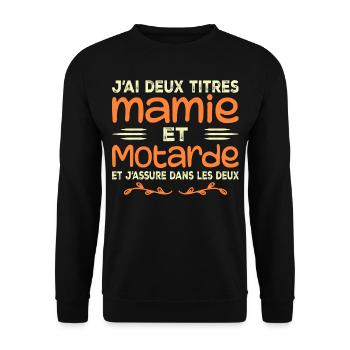 Zwei Granny- und Biker-Titel | Oma | Motorrad - Unisex Pullover - Schwarz - Vorne - Alina (178cm) & Michal (187cm)