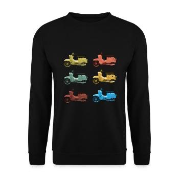Simson hirondelle rétro look vintage used - Sweat-shirt Unisexe - noir - Devant - Alina (178cm) & Michal (187cm)