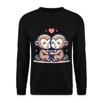 Two Monkeys In Love - Unisex Sweatshirt - black - Front - Alina (178cm) & Michal (187cm)