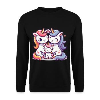 Licorne Famille Mère Et Père Avec Un Enfant - Sweat-shirt Unisexe - noir - Devant - Alina (178cm) & Michal (187cm)