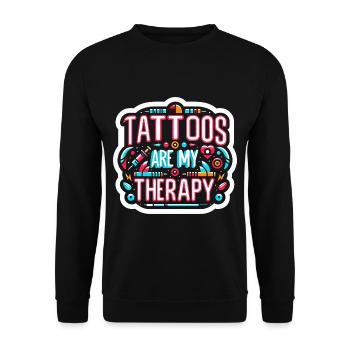 Tattoos Are My Therapy 10 - Unisex Pullover - Schwarz - Vorne - Alina (178cm) & Michal (187cm)