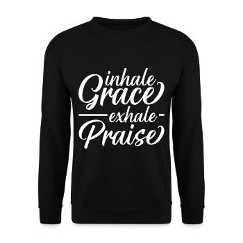 Inhale Grace Exhale Praise - Unisex Pullover - Schwarz - Vorne - Alina (178cm) & Michal (187cm)