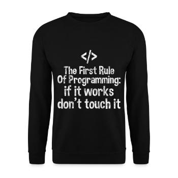Règle de programmation, si ça marche, n’y touchez pas 3 - Sweat-shirt Unisexe - noir - Devant - Alina (178cm) & Michal (187cm)