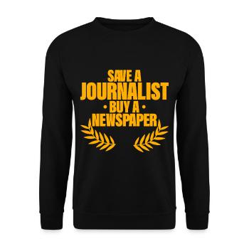 Sauver un journaliste, acheter un journal - Sweat-shirt Unisexe - noir - Devant - Alina (178cm) & Michal (187cm)