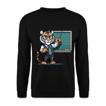 Cute Tiger Teacher - Unisex Sweatshirt - black - Front - Alina (178cm) & Michal (187cm)
