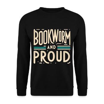 Bookworm and Proud 4 - Unisex Pullover - Schwarz - Vorne - Alina (178cm) & Michal (187cm)