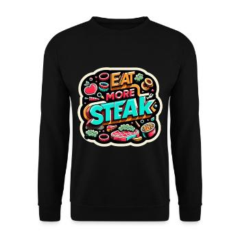 Eat More Steak 13 - Unisex Sweatshirt - black - Front - Alina (178cm) & Michal (187cm)