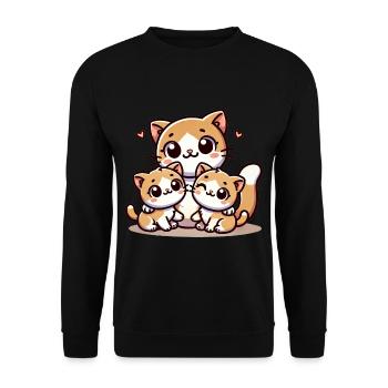 Parent chat aimant avec deux enfants mignons - Sweat-shirt Unisexe - noir - Devant - Alina (178cm) & Michal (187cm)