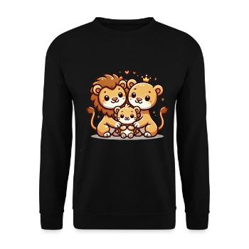 Famille Lion Mère Et Père Avec Un Enfant - Sweat-shirt Unisexe - noir - Devant - Alina (178cm) & Michal (187cm)
