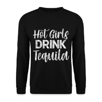 Hot Girls Drink Tequila 5 - Unisex Pullover - Schwarz - Vorne - Alina (178cm) & Michal (187cm)