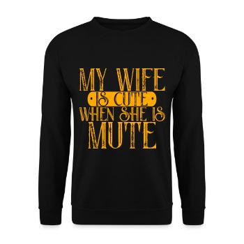 My Wife Is Cute When She Is Mute 4 - Unisex Sweatshirt - black - Front - Alina (178cm) & Michal (187cm)