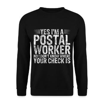 Postier, je ne sais pas où est votre chèque 3 - Sweat-shirt Unisexe - noir - Devant - Alina (178cm) & Michal (187cm)