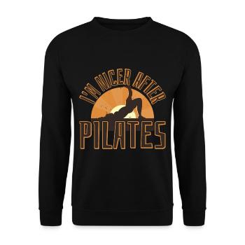 I'm Nicer After Pilates - Unisex Sweatshirt - black - Front - Alina (178cm) & Michal (187cm)