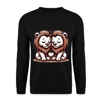 Two Lions In Love - Unisex Sweatshirt - black - Front - Alina (178cm) & Michal (187cm)