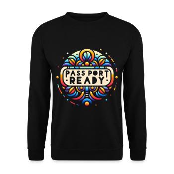 Passport Ready 6 - Unisex Sweatshirt - black - Front - Alina (178cm) & Michal (187cm)