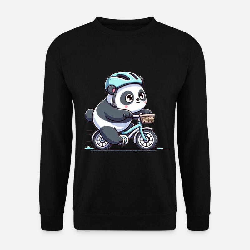 Cute Cyclist Panda - Unisex Pullover - Schwarz
