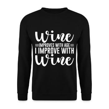 Wine Improves With Age, I Improve With Wine 2 - Unisex Pullover - Schwarz - Vorne - Alina (178cm) & Michal (187cm)