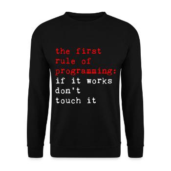 Règle de programmation, si ça marche, n’y touchez pas 2 - Sweat-shirt Unisexe - noir - Devant - Alina (178cm) & Michal (187cm)