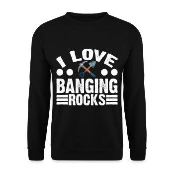 I Love Banging Rocks 3 - Unisex Pullover - Schwarz - Vorne - Alina (178cm) & Michal (187cm)