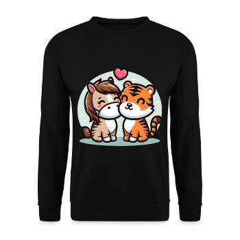 Câlin Cheval Et Tigre Amoureux - Sweat-shirt Unisexe - noir - Devant - Alina (178cm) & Michal (187cm)