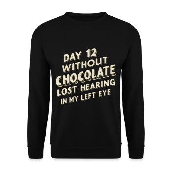 Jour 12 Sans chocolat, perte de l’audition dans mon œil22 - Sweat-shirt Unisexe - noir - Devant - Alina (178cm) & Michal (187cm)