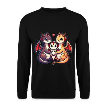 Dragon Family Mother And Father With One Child - Unisex Sweatshirt - black - Front - Alina (178cm) & Michal (187cm)