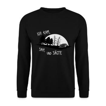 Wald Holzfäller Landwirt Sägewerk Geschenk - Unisex Pullover - Schwarz - Vorne - Alina (178cm) & Michal (187cm)