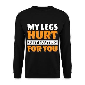 Mes jambes me font mal juste en attendant toi 19 - Sweat-shirt Unisexe - noir - Devant - Alina (178cm) & Michal (187cm)