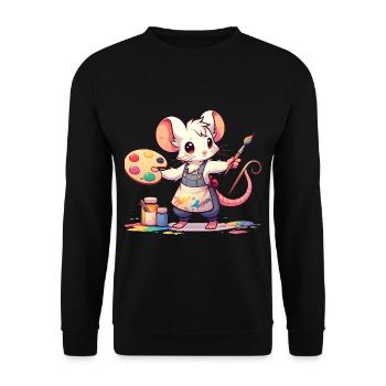 Cute Mouse Artist - Unisex Sweatshirt - black - Front - Alina (178cm) & Michal (187cm)