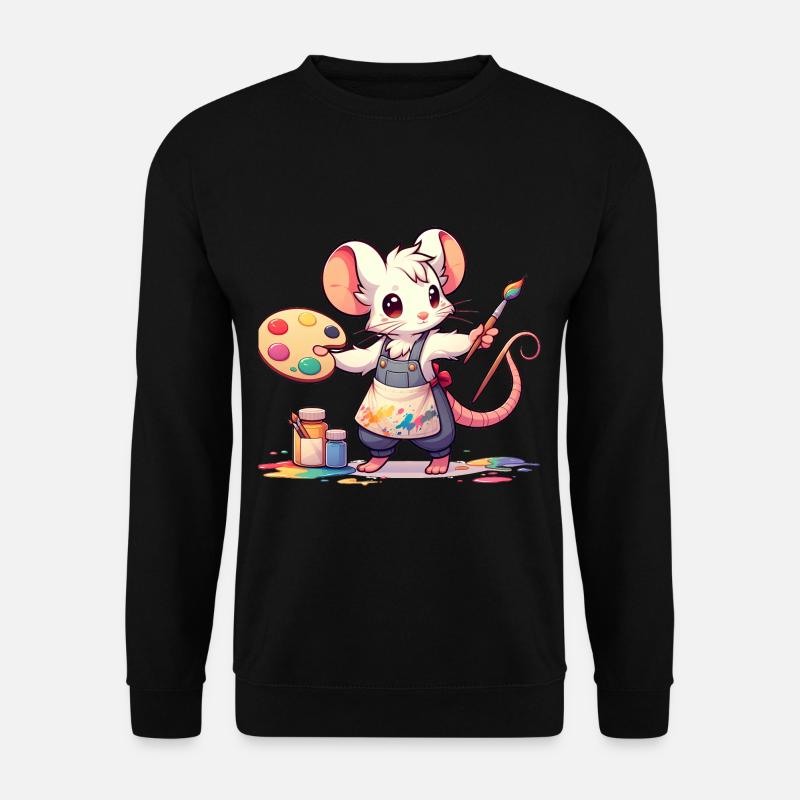 Cute Mouse Artist - Unisex Pullover - Schwarz
