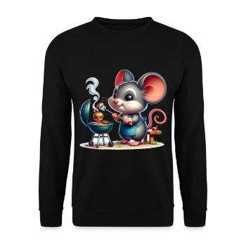 Souris BBQ mignonne - Sweat-shirt Unisexe - noir - Devant - Alina (178cm) & Michal (187cm)