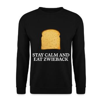 Stay calm and eat Zwieback - Unisex Pullover - Schwarz - Vorne - Alina (178cm) & Michal (187cm)