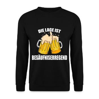 Die Lage ist Besäufniserregend Sauf tshirt Bier - Unisex Pullover - Schwarz - Vorne - Alina (178cm) & Michal (187cm)