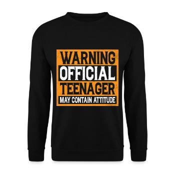 Warning Official Teenager, May Contain Attitude 7 - Unisex Sweatshirt - black - Front - Alina (178cm) & Michal (187cm)