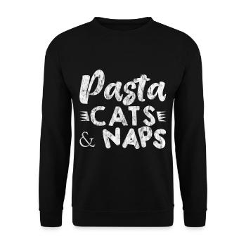 Pâtes Chats Et Siestes 3 - Sweat-shirt Unisexe - noir - Devant - Alina (178cm) & Michal (187cm)
