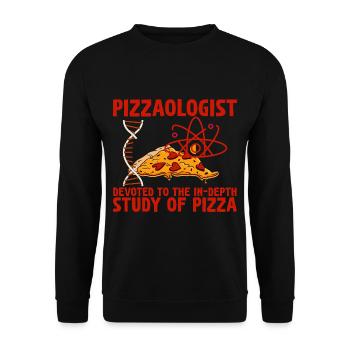 Pizzaologist, To The In-Depth Study Of Pizza 2 - Unisex Sweatshirt - black - Front - Alina (178cm) & Michal (187cm)