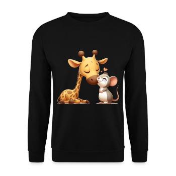 Girafe Câlin Et Souris Amoureuse - Sweat-shirt Unisexe - noir - Devant - Alina (178cm) & Michal (187cm)