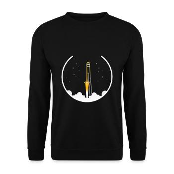 Posaune - Rakete, Lustiges Posaune Design - Unisex Pullover - Schwarz - Vorne - Alina (178cm) & Michal (187cm)