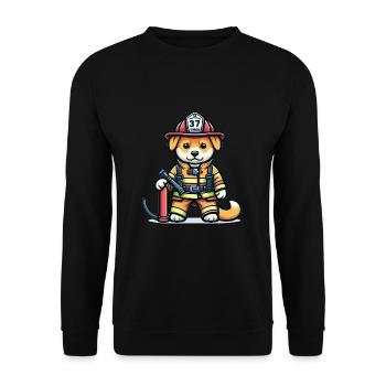 Chien mignon pompier - Sweat-shirt Unisexe - noir - Devant - Alina (178cm) & Michal (187cm)