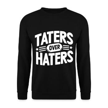 taters over haters 13 - Unisex Pullover - Schwarz - Vorne - Alina (178cm) & Michal (187cm)