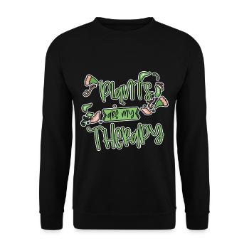 Plants Are My Therapy 4 - Unisex Sweatshirt - black - Front - Alina (178cm) & Michal (187cm)