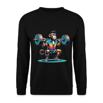 Cool Monkey Squatting In The Gym - Unisex Pullover - Schwarz - Vorne - Alina (178cm) & Michal (187cm)