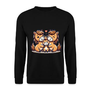 Famille De Chevaux Mère Et Père Avec Un Enfant - Sweat-shirt Unisexe - noir - Devant - Alina (178cm) & Michal (187cm)