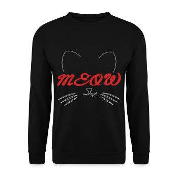 Meow Cat Face Funny Cat Face For Cat Fans - Sweat-shirt Unisexe - noir - Devant - Alina (178cm) & Michal (187cm)