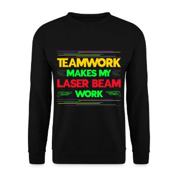 Teamwork Makes My Laser Beam Work Laser Tag Idea - Unisex Sweatshirt - black - Front - Alina (178cm) & Michal (187cm)