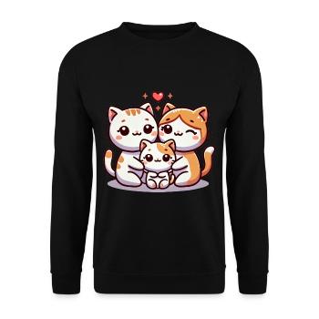 Aimant Chat Famille Mère Et Père Avec Un Enfant - Sweat-shirt Unisexe - noir - Devant - Alina (178cm) & Michal (187cm)