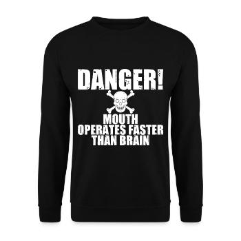 Danger! Mouth Operates Faster Than Brain 2 - Unisex Sweatshirt - black - Front - Alina (178cm) & Michal (187cm)