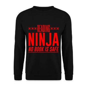 Reading Ninja, No Book Is Safe 2 - Unisex Pullover - Schwarz - Vorne - Alina (178cm) & Michal (187cm)